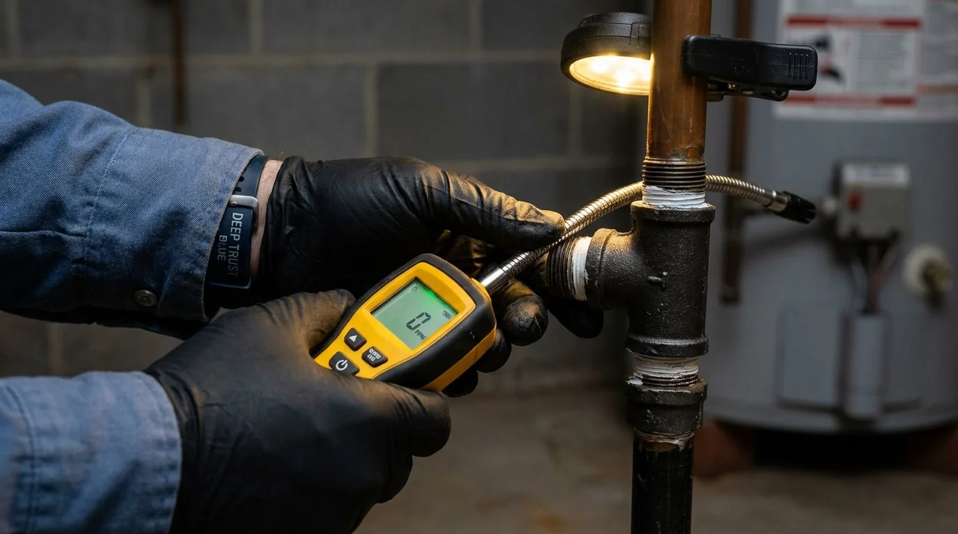Gas leak detection with electronic sniffer by Johns Plumbing LLC in Cadiz