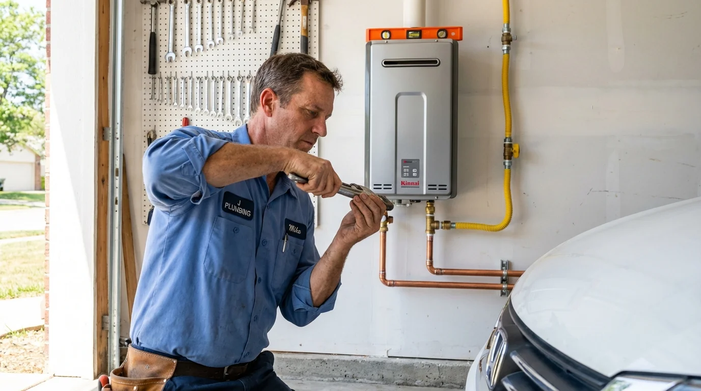 Tankless water heater installation by a Johns Plumbing LLC plumber in Cadiz